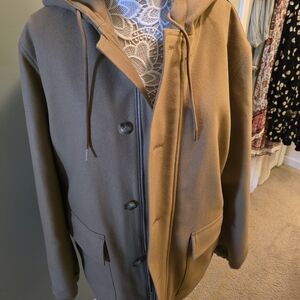 Sandro Women's Tan Pea Coat with Hood